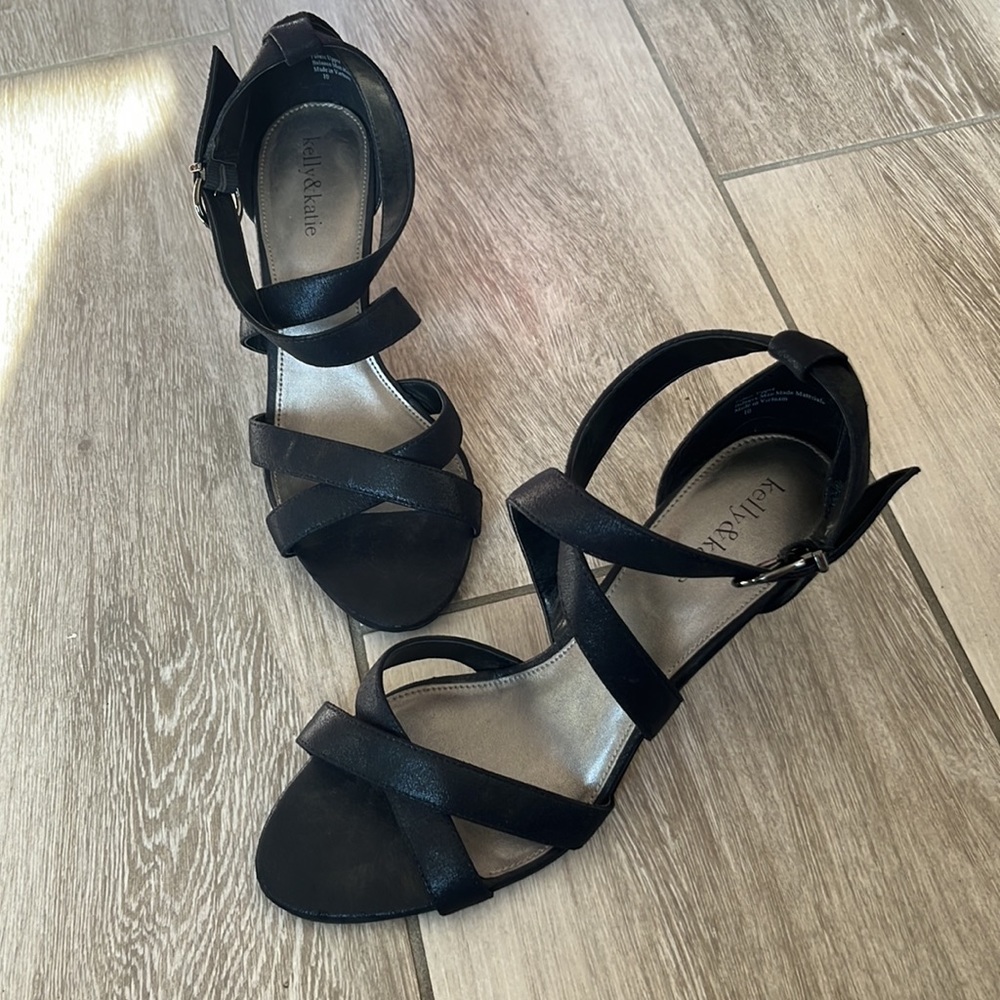 Black Open Toe Strappy Heels